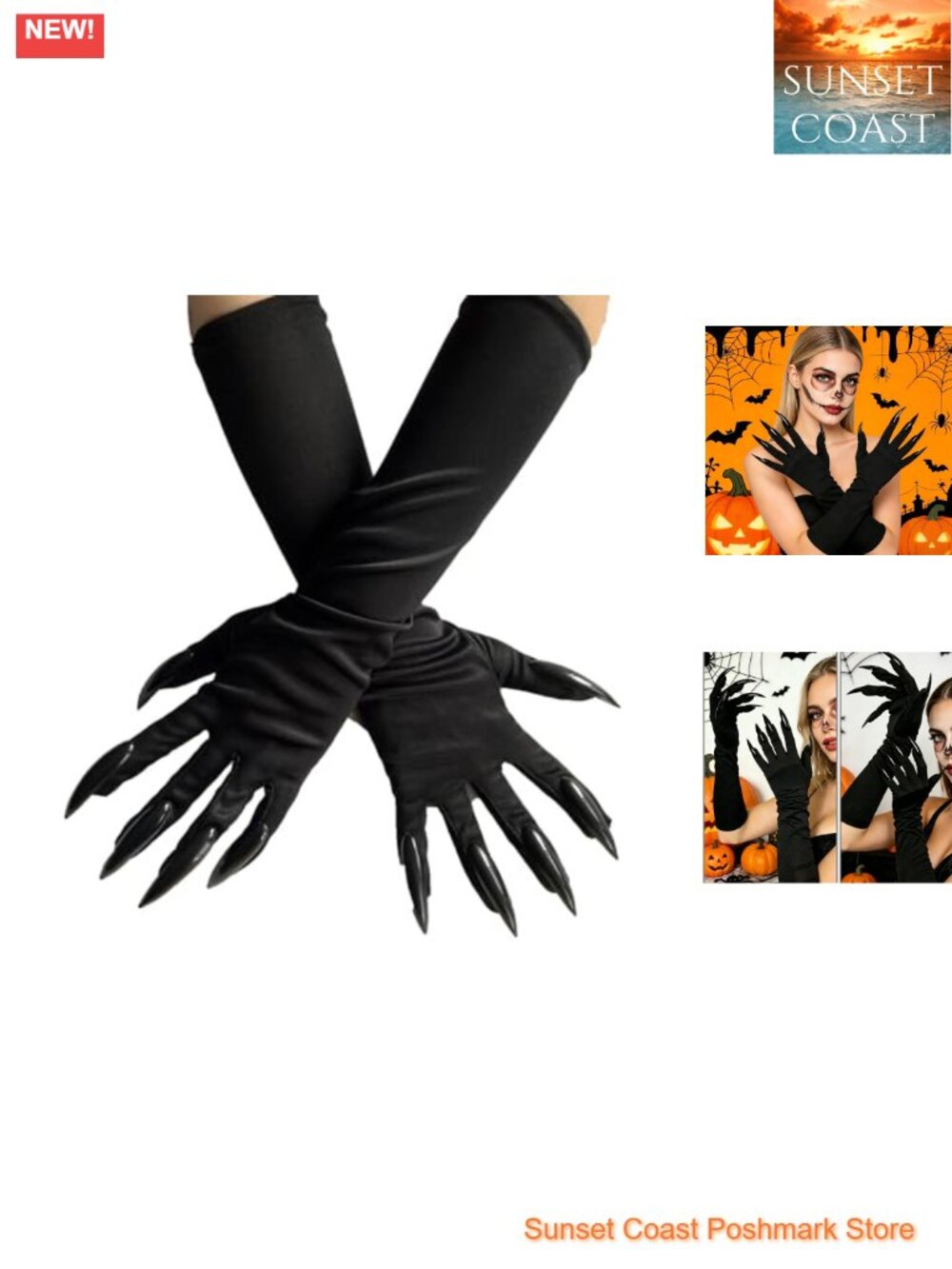Halloween Long Claw Gloves Plastic Nails Costume Accessory Women One Size
